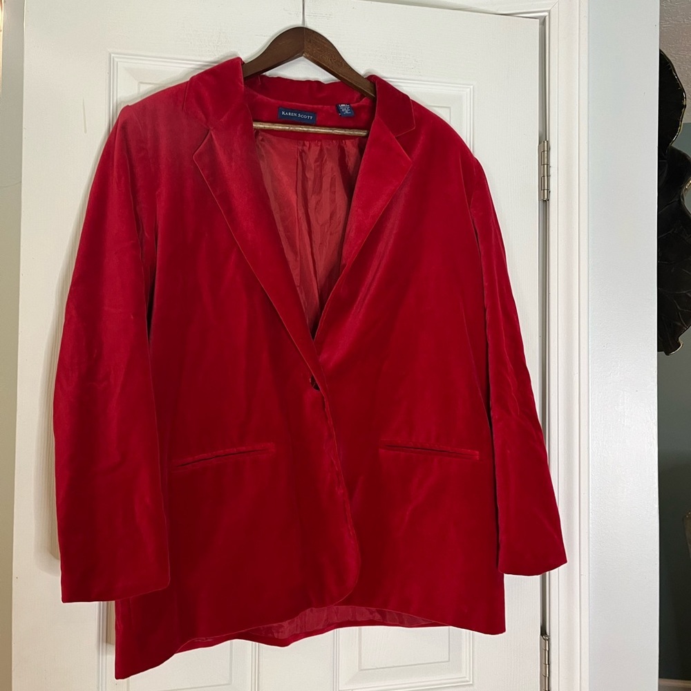 Karen Scott cotton velvet in bright Red - size 18